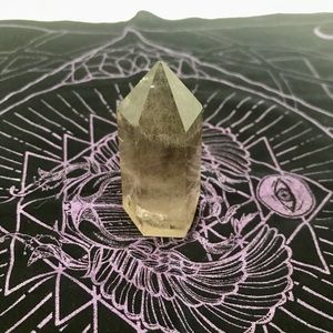 2.5 inch Smokey Quartz tower and cloth crystal grid